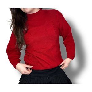 Vintage 80s Red Cableknit Wool/Acrylic Blend Sweater Size Medium